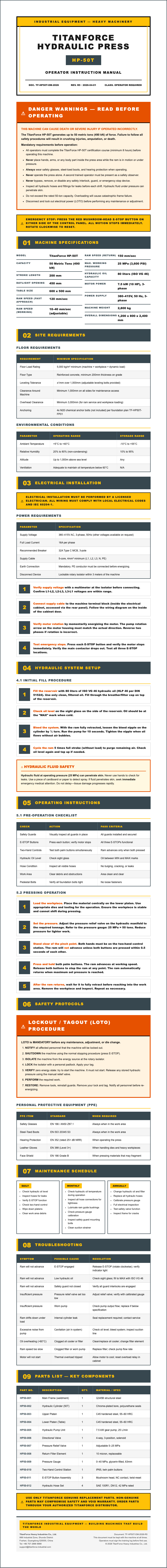 Industrial raw instruction manual
